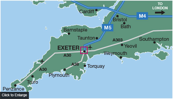 Exeter on Map